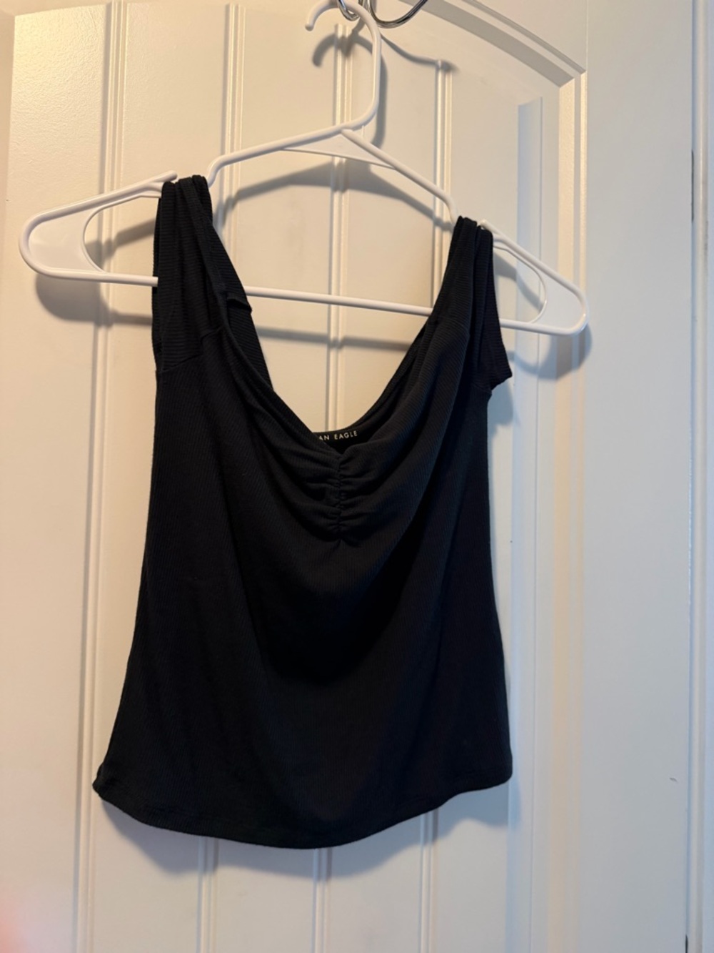 AE Black Ribbed Scoop Tank